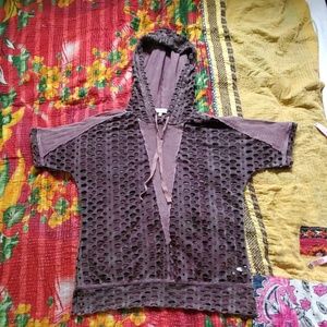 Short sleeve destructed hoodie